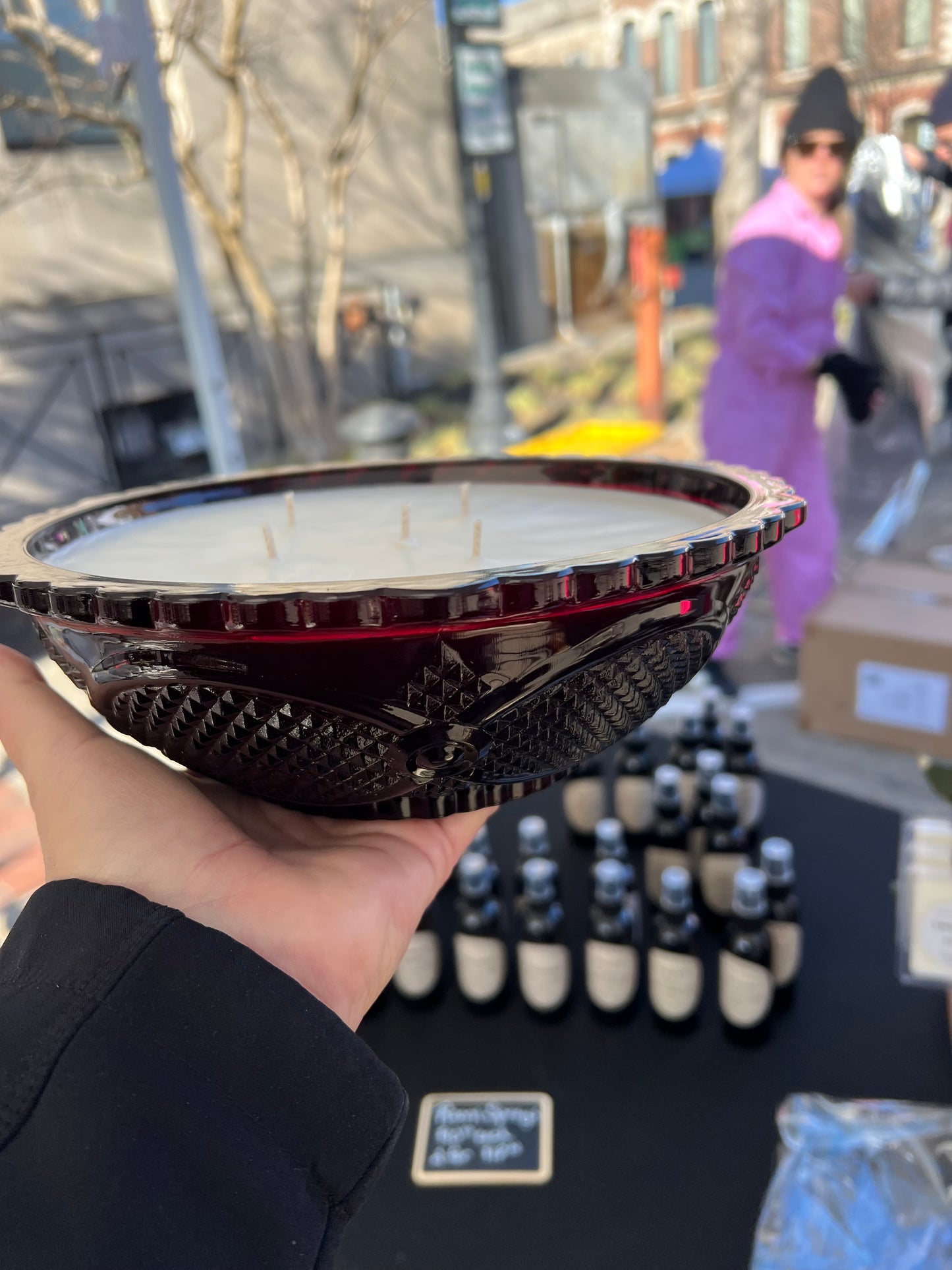 Cap cod glass bowl candle