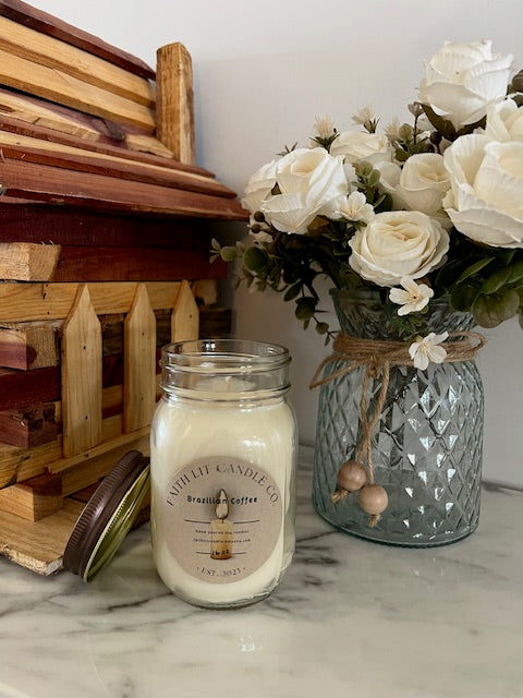 16 ounce hand poured soy candles in mason jar